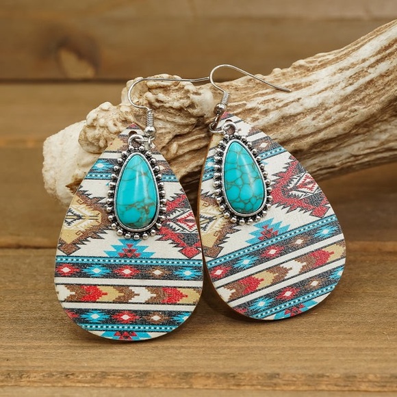Private Label Jewelry - Southwestern Style Mixed Media Drop Earrings